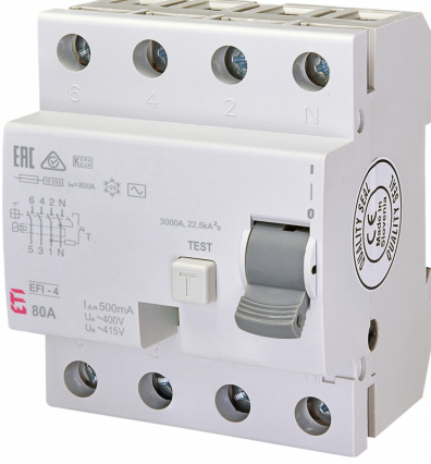 WYŁĄCZNIK RÓŻNICOWOPRĄDOWY EFI-4 AC 80/0.5 - ETI - 002065145