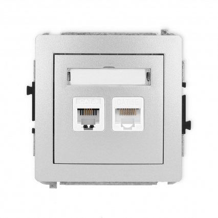 DECO; Gniazdo Komputerowe-Telefoniczne RJ45 + RJ11 srebro 7DGTK - KARLIK - 7DGTK