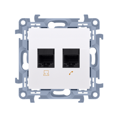 Gniazdo RJ45 kat. 6 + gniazdo telefoniczne RJ11 (moduł); biały - KONTAKT SIMON - C6T.01/11