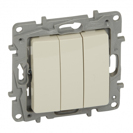 ŁĄCZNIK POTRÓJNY ZACISKI AUTOMATYCZNE 10AX 250V IP20 KREMOWY NILOE2 - LEGRAND - 764603
