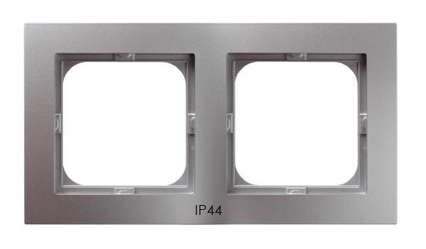RAMKA PODWÓJNA DO ŁĄCZNIKÓW IP44 SREBRO AS. - OSPEL - RH-2G/18