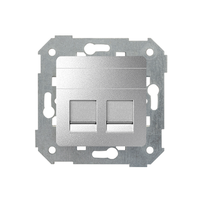 Pokrywa 2x gniazdo RJ45, płaska z żaluzjami (moduł); aluminium - KONTAKT SIMON - 82006-93