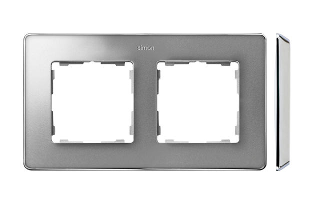 Ramka 2-krotna, Detail SELECT-metal, ALUMINIUM / podstawa Chrom - KONTAKT SIMON - 8201620-093