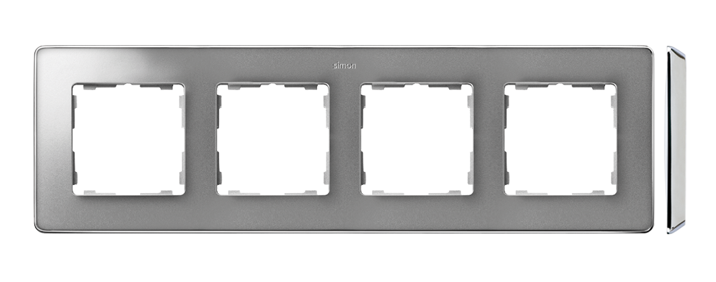 Ramka 4-krotna, Detail SELECT-metal, ALUMINIUM / podstawa Chrom - KONTAKT SIMON - 8201640-093