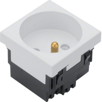 GNIAZDO POJEDYNCZE Z UZIEMIENIEM 2P+Z BEZHALOGENOWE ZACISKI AUTOMATYCZNE 45X45MM 16A 250V BIAŁY TEHALIT GB-EG - HAGER - EER1339010