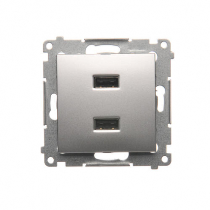 ŁADOWARKA 2XUSB 2.1 A 5V DC 230V SREBRNY MAT SIMON 54 - KONTAKT SIMON - DC2USB.01/43