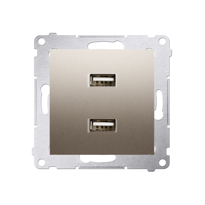 Ładowarka 2 x USB (moduł), 2.1 A, 5V DC, 230V; złoty mat - KONTAKT SIMON - DC2USB.01/44