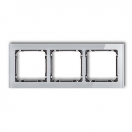 DECO Ramka uniwersalna 3-krotna - efekt szkła (ramka: szara; spód: grafitowy) - KARLIK - 15-11-DRS-3