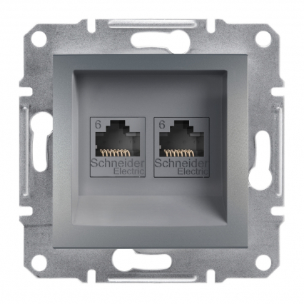 GNIAZDO KOMPUTEROWE PODWÓJNE KAT.6 UTP BEZ RAMKI STAL ASFORA. - SCHNEIDER ELECTRIC - EPH4800162