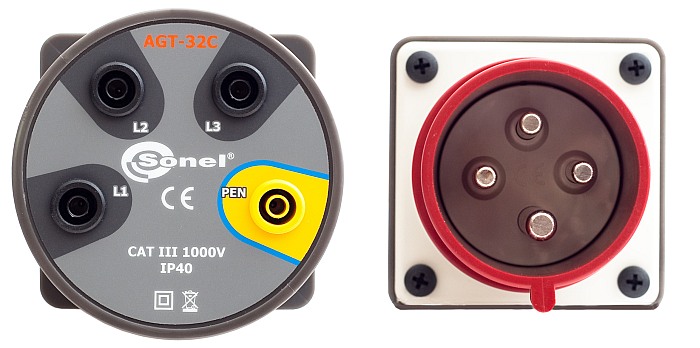 ADAPTER GNIAZD TRÓJFAZOWYCH SONEL AGT-32A GNIAZDA BANANOWE 4 PIN - SONEL - WAADAAGT32C