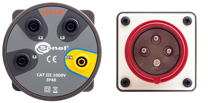 ADAPTER GNIAZD TRÓJFAZOWYCH SONEL AGT-16A GNIAZDA BANANOWE 4 PIN - SONEL - WAADAAGT16C