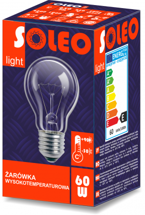 ŻARÓWKA WYSOKOTEMPERATUROWA E27 A55 75W SOLEO - HELIOS żarówki - WST-2623