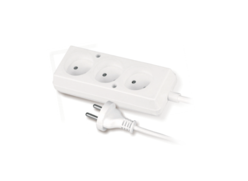 PRZEDŁUŻACZ 3MB 3-KROTNY 3X3P OMY 2X1,0 BIAŁY 10A 2500A - PLASTROL - PS-360/3,0 E BIAŁY