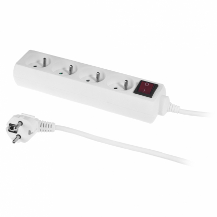 PRZEDŁUŻACZ Z TRZYKROTNYM GNIAZDEM Z WYŁĄCZNIKIEM ECO; 4X2p+Z; 10A; 1,5m; BIAŁY - PLASTROL - PS-470WS/1,5 E BIAŁY