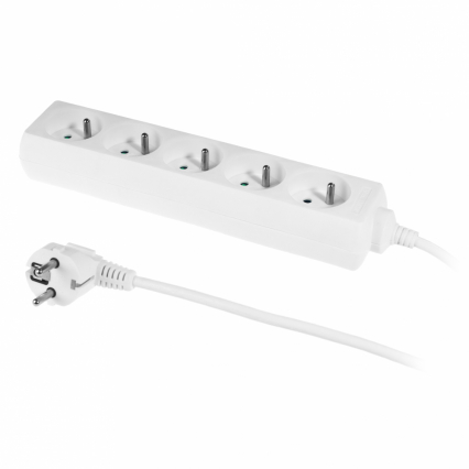 PRZEDŁUŻACZ Z PIĘCIOKROTNYM GNIAZDEM ECO; 5X2p+z; 10A; 1,5m; BIAŁY - PLASTROL - PS-570/1,5 E BIALY