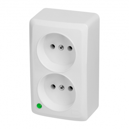 GNIAZDO PODWÓJNE BIAŁY IP20 BERG - ELEKTRO-PLAST NASIELSK - 3744-00