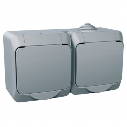 GNIAZDO PODWÓJNE SZARE IP44 CEDAR PLUS - SCHNEIDER ELECTRIC - WDE000622