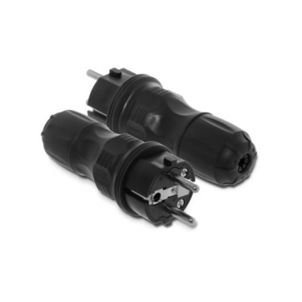 WTYCZKA PROSTA 16A 250V 2P+Z UNI-SCHUKO IP54 CZARNY - PLASTROL - WT-54 CZARNO-CZARNY EXTREM