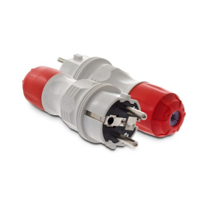 WTYCZKA PROSTA 16A 250V 2P+Z UNI-SCHUKO IP54 SZARY-CZERWONY - PLASTROL - WT-54 SZARO-CZERWONY EXTREM