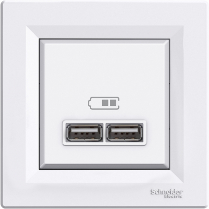 ŁADOWARKA USB 2.1A Z RAMKĄ BIAŁY ASFORA - SCHNEIDER ELECTRIC - EPH2700221