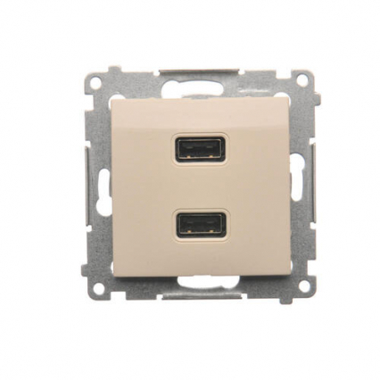 Ładowarka 2 x USB (moduł), 2.1 A, 5V DC, 230V; kremowy - KONTAKT SIMON - DC2USB.01/41
