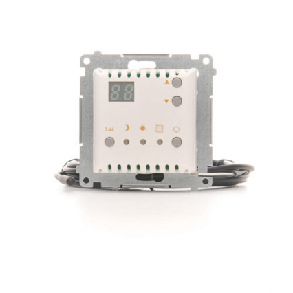 Regulator temperatury z wyświetlaczem z czujnikiem zewnętrznym (moduł) 16(2) A, 230V~; biały *W komplecie czujnik zewnętrzny (sonda) - KONTAKT SIMON - DTRNSZ.01/11