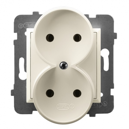GNIAZDO PODWÓJNE ECRU ARIA. - OSPEL - GP-2UR/m/27