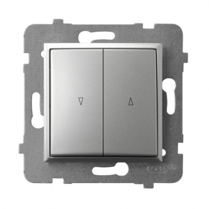 ŁĄCZNIK ŻALUZJOWY ZACISKI AUTOMATYCZNE 10AX 250V IP20 SREBRNY ARIA - OSPEL - ŁP-7U/m/18