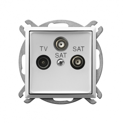 GNIAZDO RTV-SAT Z DWOMA WYJŚCIAMI SAT BIAŁY ARIA - OSPEL - GPA-U2S/m/00