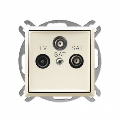 GNIAZDO RTV-SAT Z DWOMA WYJŚCIAMI SAT ECRU ARIA. - OSPEL - GPA-U2S/m/27