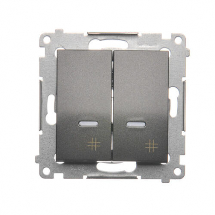 Łącznik krzyżowy podwójny z podświetleniem (moduł) 10AX, 250V~, szybkozłącza; antracyt - KONTAKT SIMON - DW7/2L.01/48