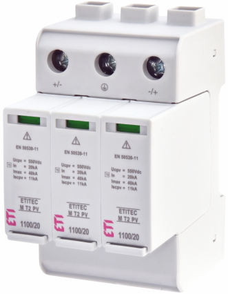 OGRANICZNIK PRZEPIĘĆ DC T2 (C) - DO SYSTEMÓW PV ETITEC M T2 PV 1100/20 Y - ETI - 002440515