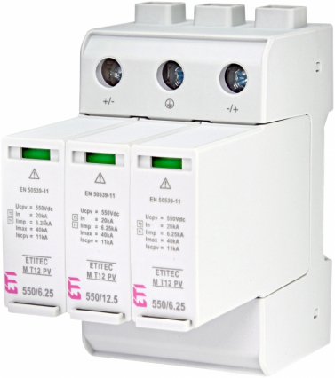 OGRANICZNIK PRZEPIĘĆ DC T1, T2 (B, C) - DO SYSTEMÓW PV ETITEC M T12 PV 1100/12,5 Y - ETI - 002440511