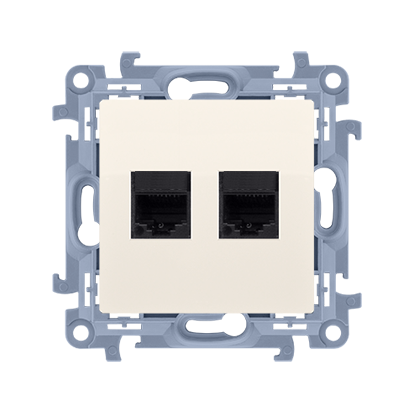 GNIAZDO KOMPUTEROWE PODWÓJNE 2XRJ45 KAT. 6 KREMOWY SIMON 10 - KONTAKT SIMON - C62.01/41