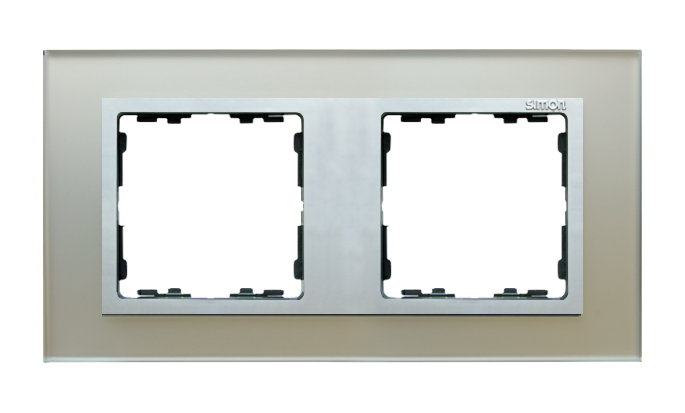 Ramka 2-krotna Nature-szkło, Srebrna / pierścień aluminium mat - KONTAKT SIMON - 82927-62