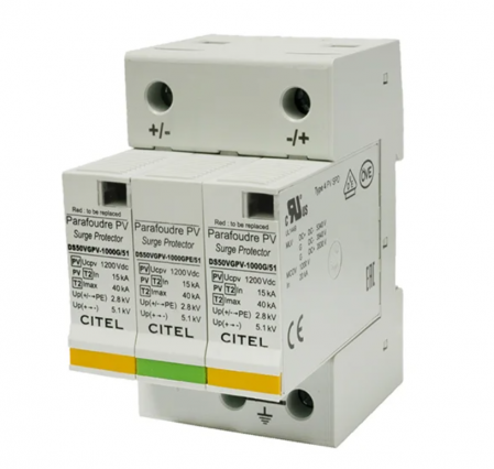 OGRANICZNIK PRZEPIĘĆ DC PV 1000V DC KLASA C (2) DS50VGPVS-1000, 40/80k 2p+VG - CORAB - 32-01-05.0071