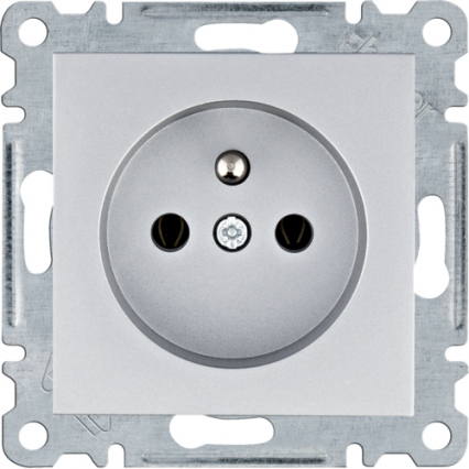 GNIAZDO POJEDYNCZE Z UZIEMIENIEM 2P+Z ZACISKI ŚRUBOWE 16A 250V SREBRNY LUMINA INTENSE - HAGER - WL1022