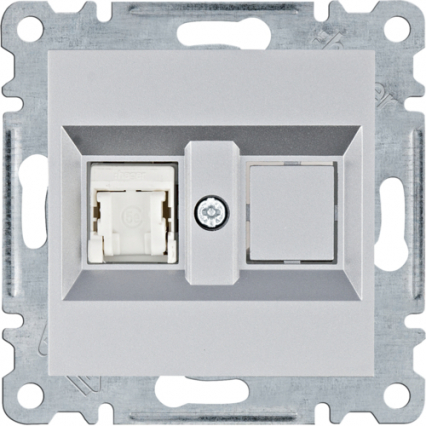 GNIAZDO KOMPUTEROWE POJEDYNCZE RJ45 KAT. 5E UTP SREBRNY LUMINA INTENSE - HAGER - WL2112