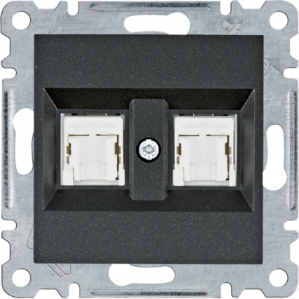 GNIAZDO KOMPUTEROWE PODWÓJNE 2XRJ45 KAT. 5E UTP CZARNY LUMINA INTENSE - HAGER - WL2123