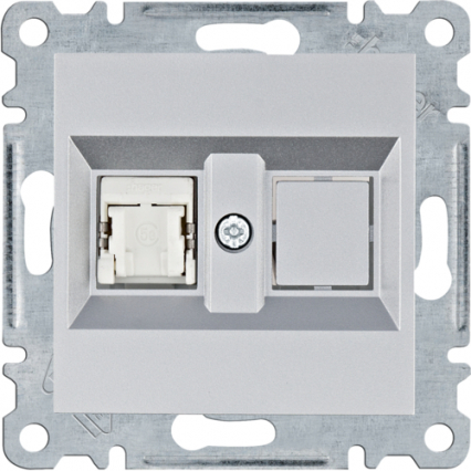 GNIAZDO KOMPUTEROWE POJEDYNCZE RJ45 KAT. 5E FTP SREBRNY LUMINA - HAGER - WL2132