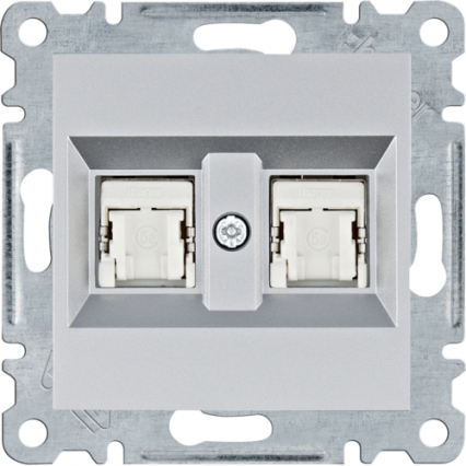 lumina Gniazdo komputerowe podwójne RJ45 kat.5e FTP, srebrny - HAGER - WL2142