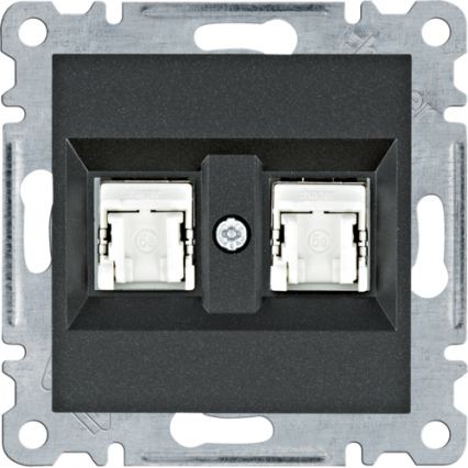 GNIAZDO KOMPUTEROWE PODWÓJNE 2XRJ45 KAT. 5E FTP CZARNY LUMINA - HAGER - WL2143
