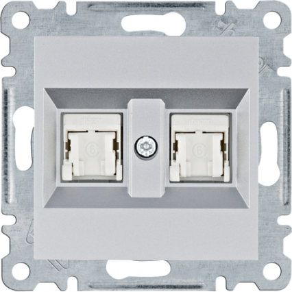 lumina Gniazdo komputerowe podwójne RJ45 kat.6 UTP, srebrny - HAGER - WL2162
