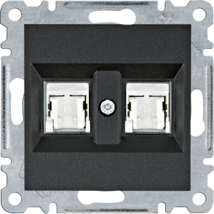 lumina Gniazdo komputerowe podwójne RJ45 kat.6 UTP, czarny - HAGER - WL2163