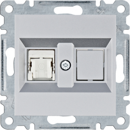 GNIAZDO KOMPUTEROWE POJEDYNCZE RJ45 KAT. 6 FTP SREBRNY LUMINA - HAGER - WL2172