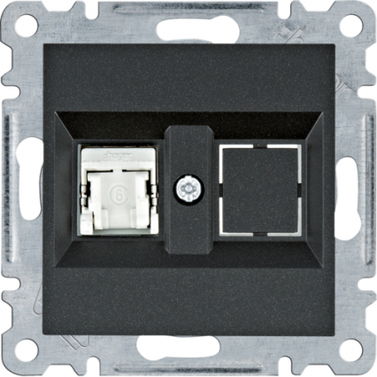 GNIAZDO KOMPUTEROWE POJEDYNCZE RJ45 KAT. 6 FTP CZARNY LUMINA - HAGER - WL2173