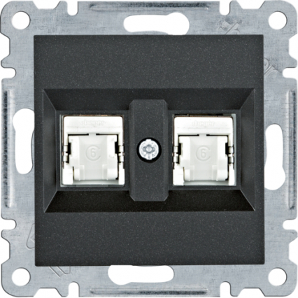 lumina Gniazdo komputerowe podwójne RJ45 kat.6 FTP, czarny - HAGER - WL2183