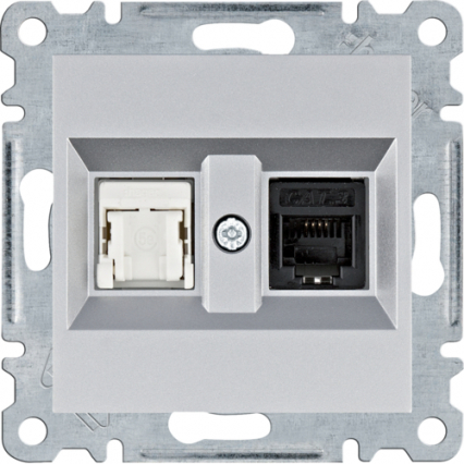 lumina Gniazdo RJ11/12 + RJ45, srebrny - HAGER - WL2212