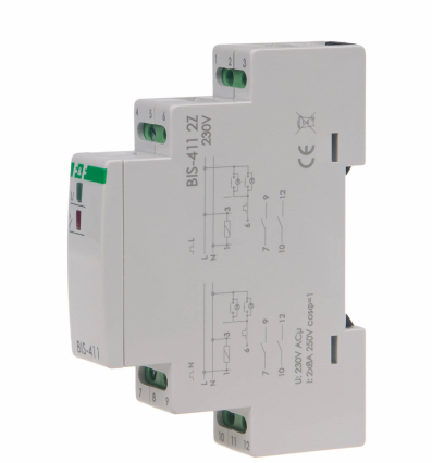 Przekaźnik bistabilny 230V 2Z BIS-411 2Z, montaż na szynie DIN - F&F - BIS-411-2Z