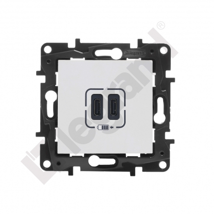 GNIAZDO PODWÓJNE USB TYP C+C 3A BIAŁY NILOE STEP - LEGRAND - 863139